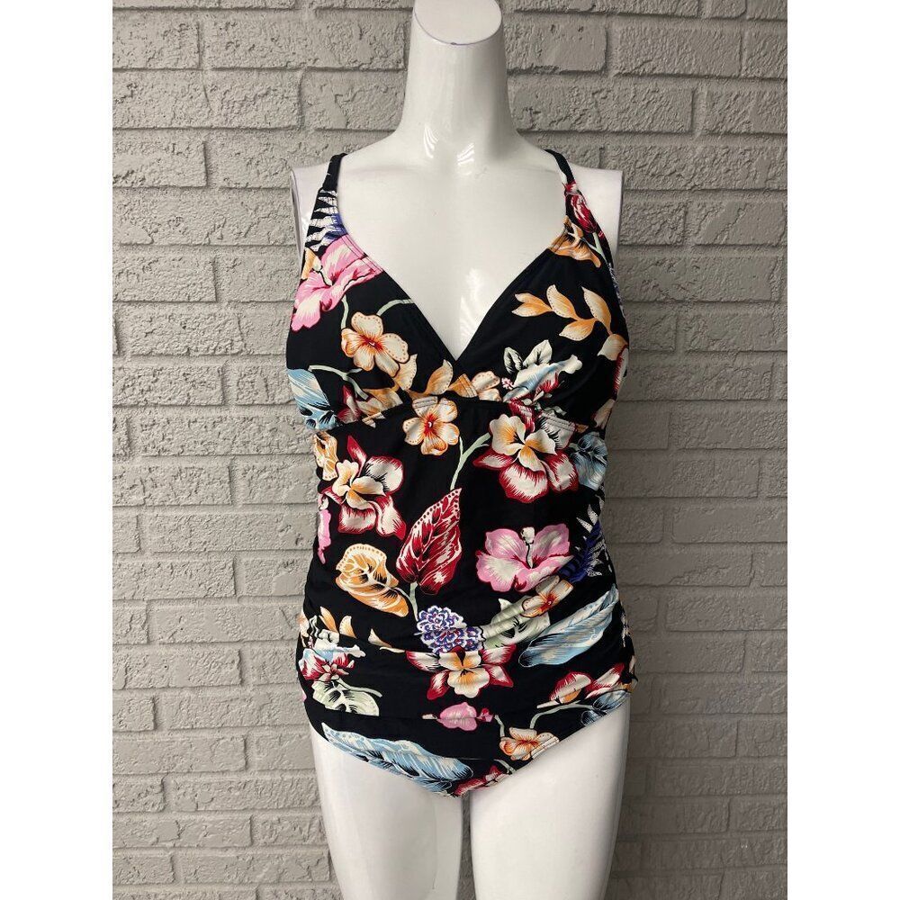 GBM-Sonsie Women Multicolored Floral One-Piece Swimsuit Size 12